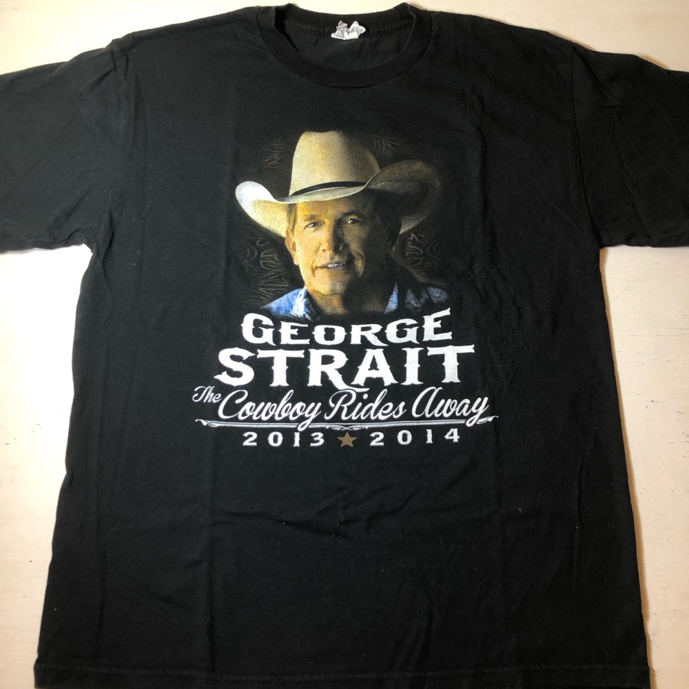 George Strait Concert Tour T‑Shirt,Black–The Cowboy Rides Away 2013-2014, Large